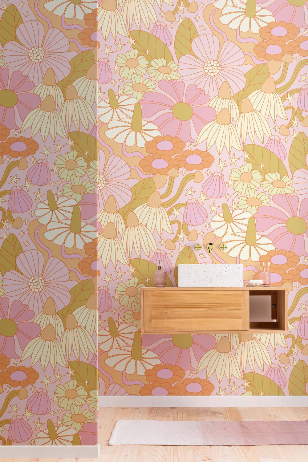 Elizabeth Olwen Mural Cósmico Floral Rosa