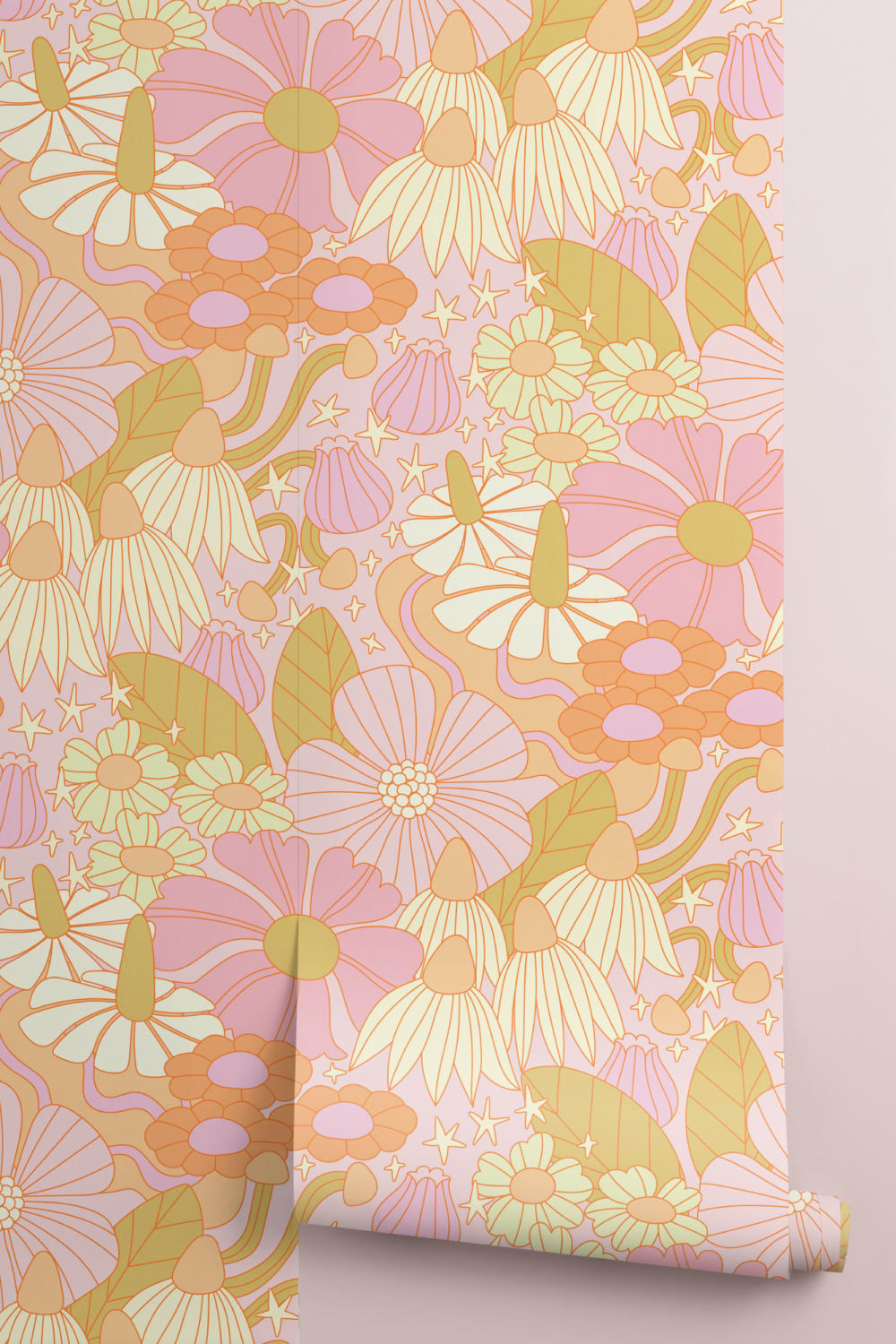 Elizabeth Olwen Mural Cósmico Floral Rosa