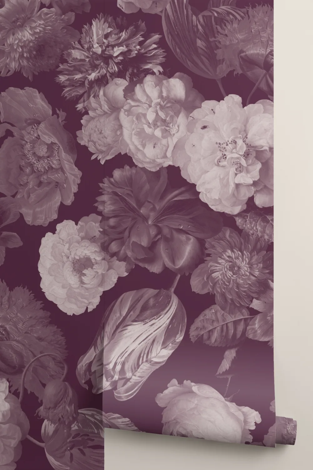 Plommonmålad storskalig blommig mural-tapeter