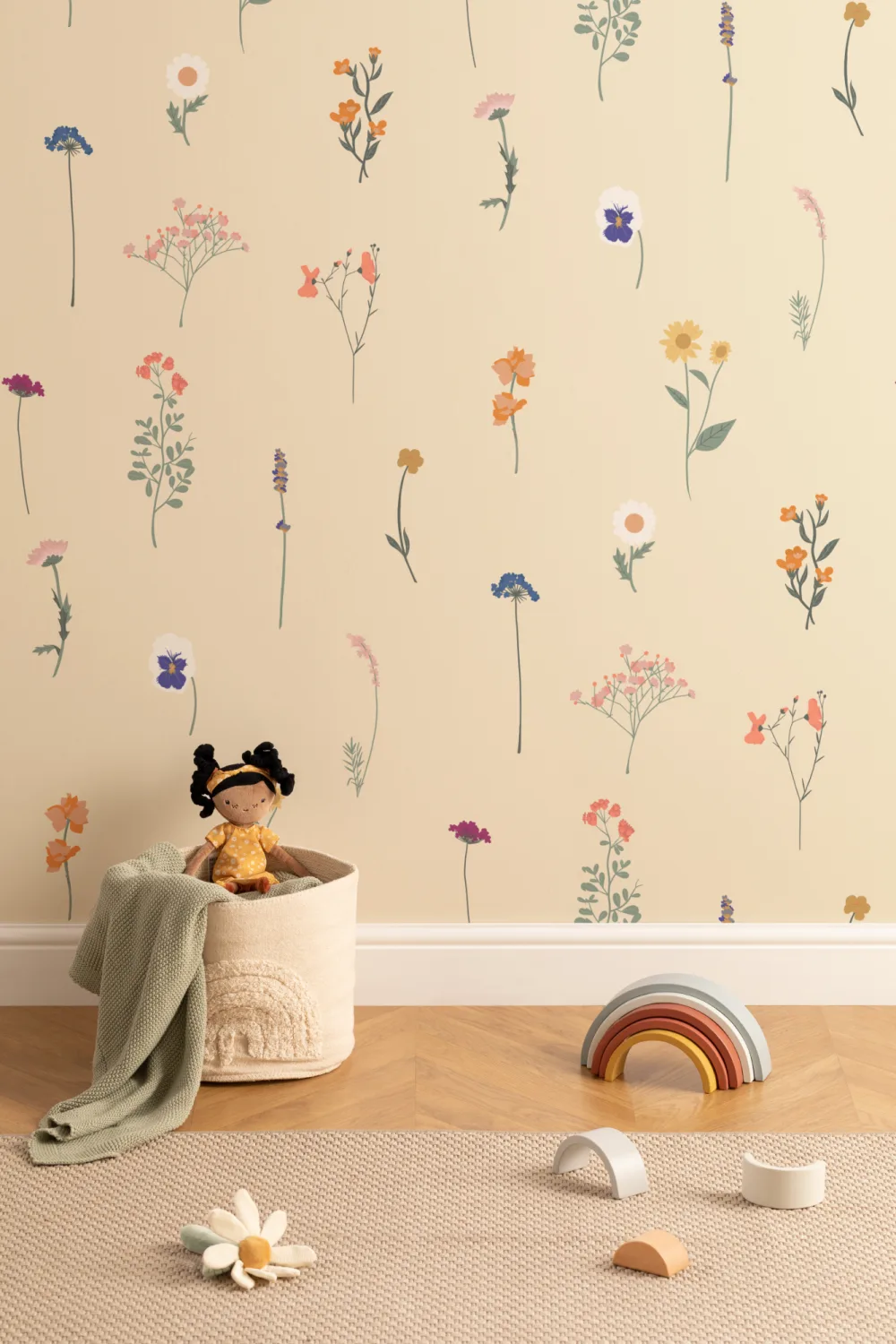 Yellow Pressed Flower Wallpaper