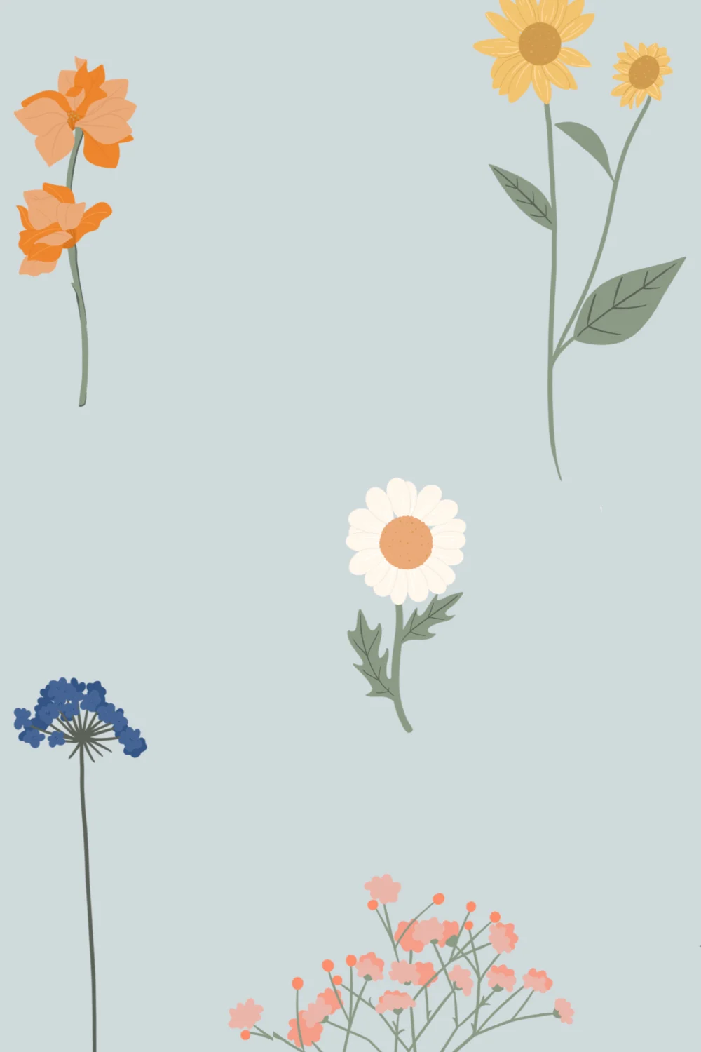 Blauw Geperst Bloemenbehang