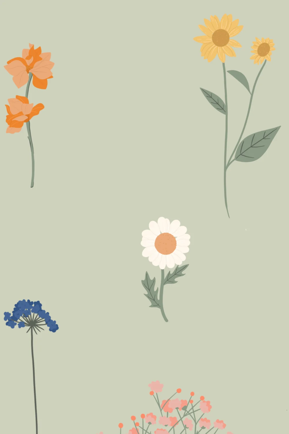 Green Pressed Flower Wallpaper