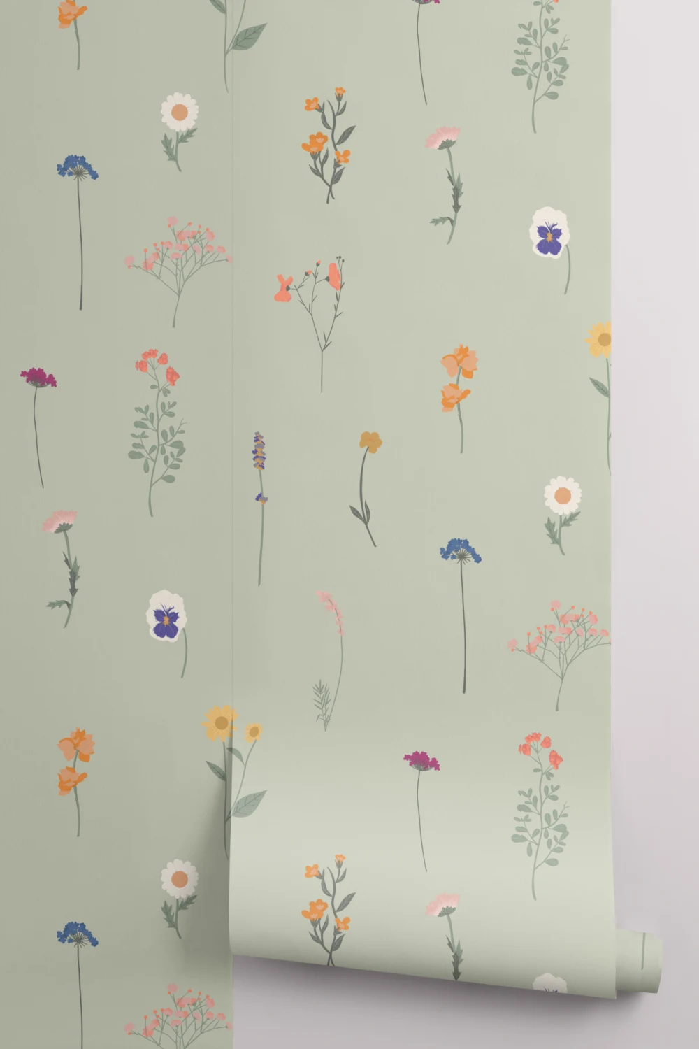 Green Pressed Flower Wallpaper
