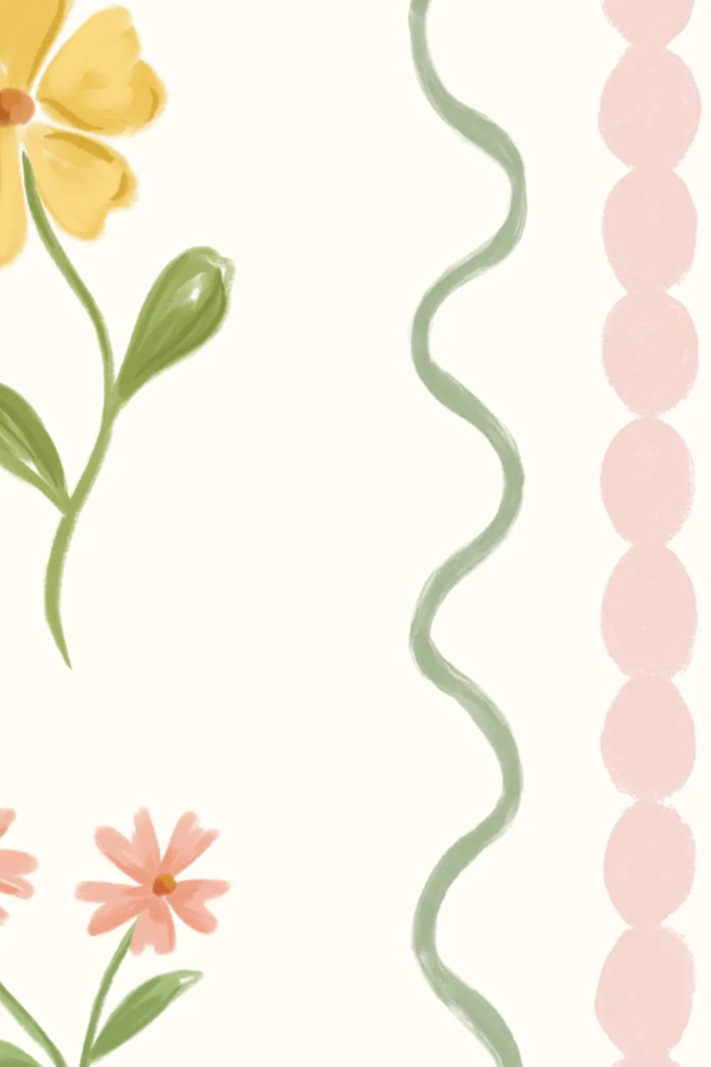 Pink Bobbin Striped Wildflower Mural