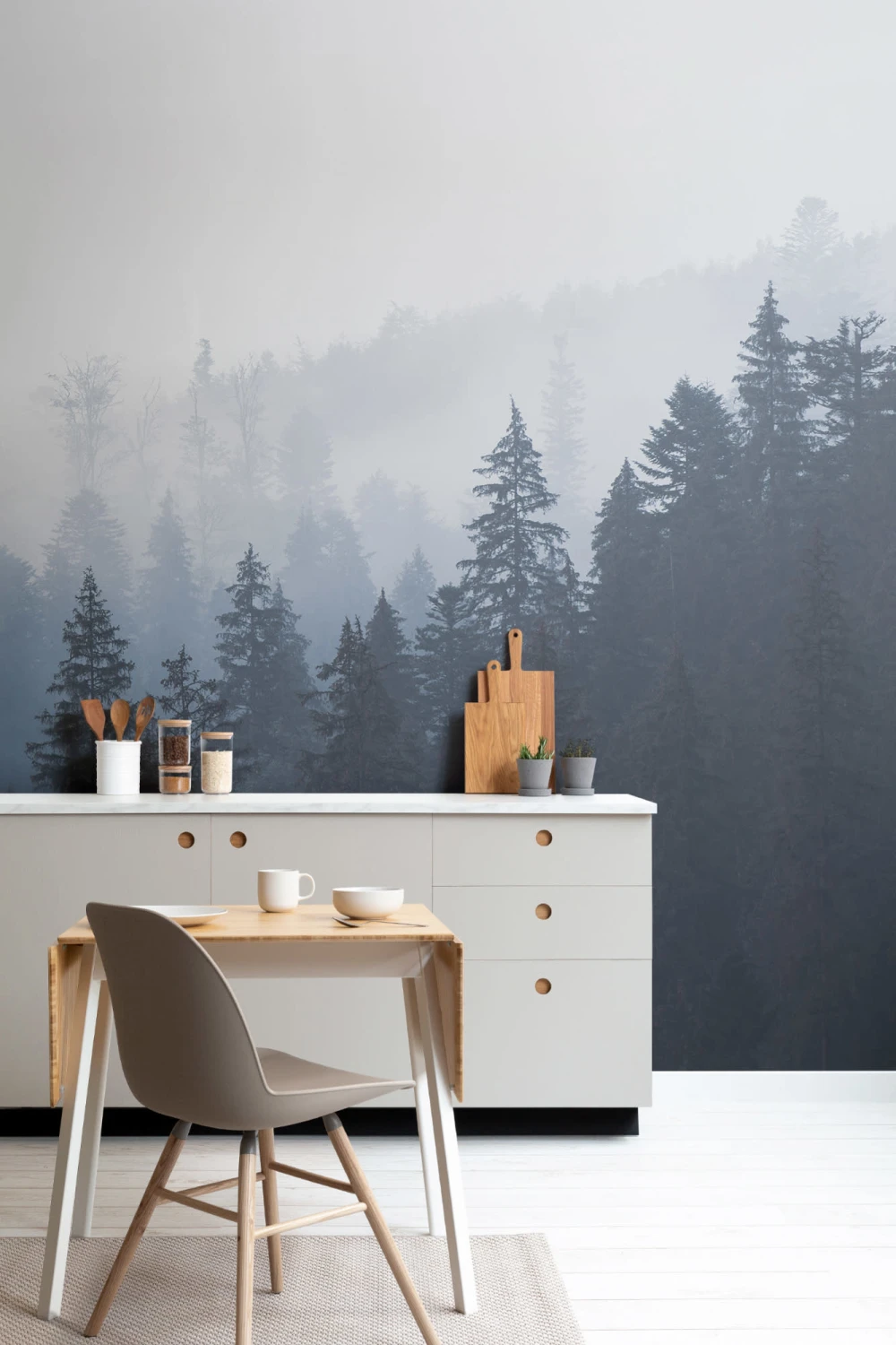 Misty Blue Ombre Forest Wallpaper Mural