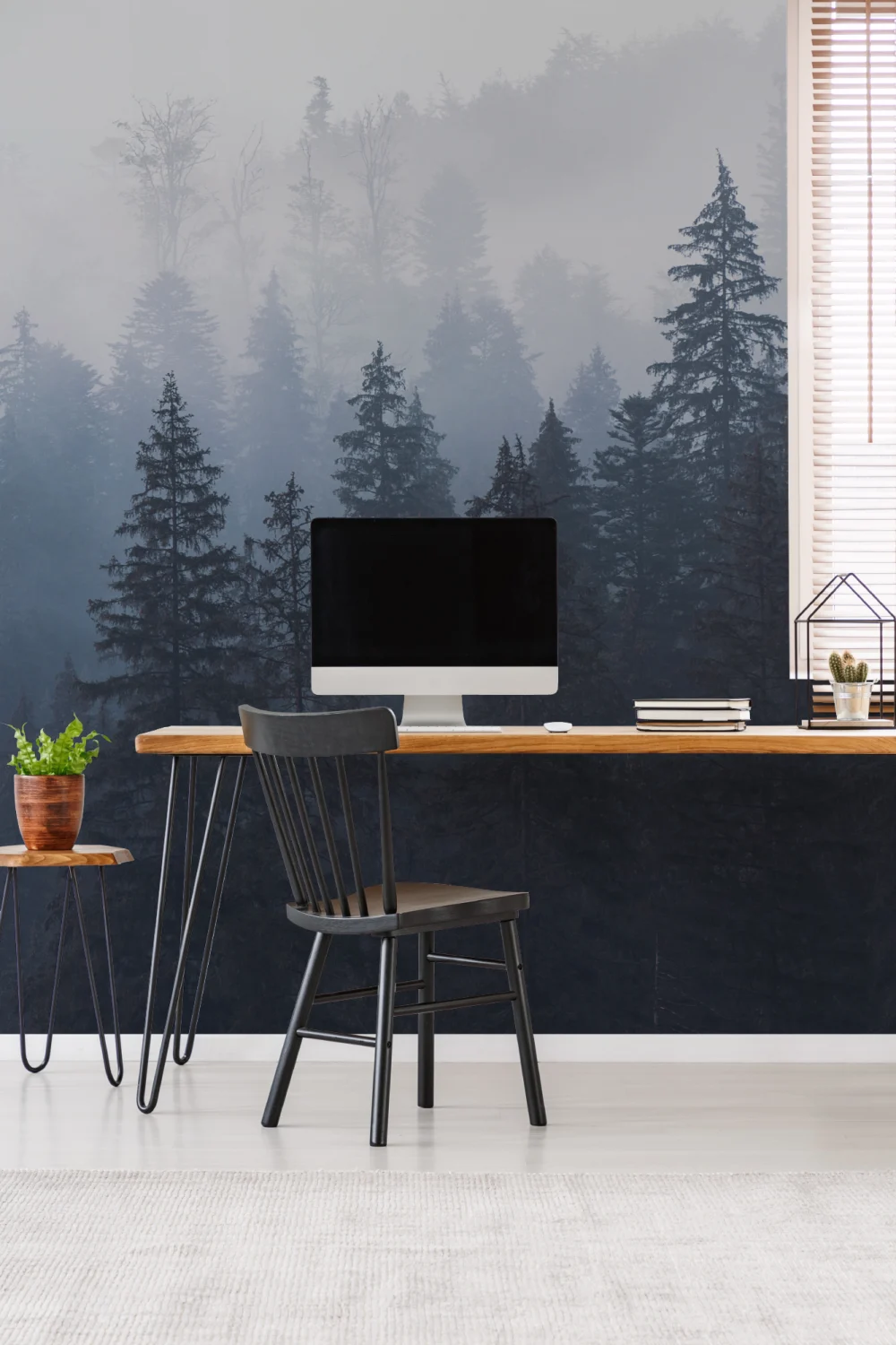 Misty Blue Ombre Forest Wallpaper Mural
