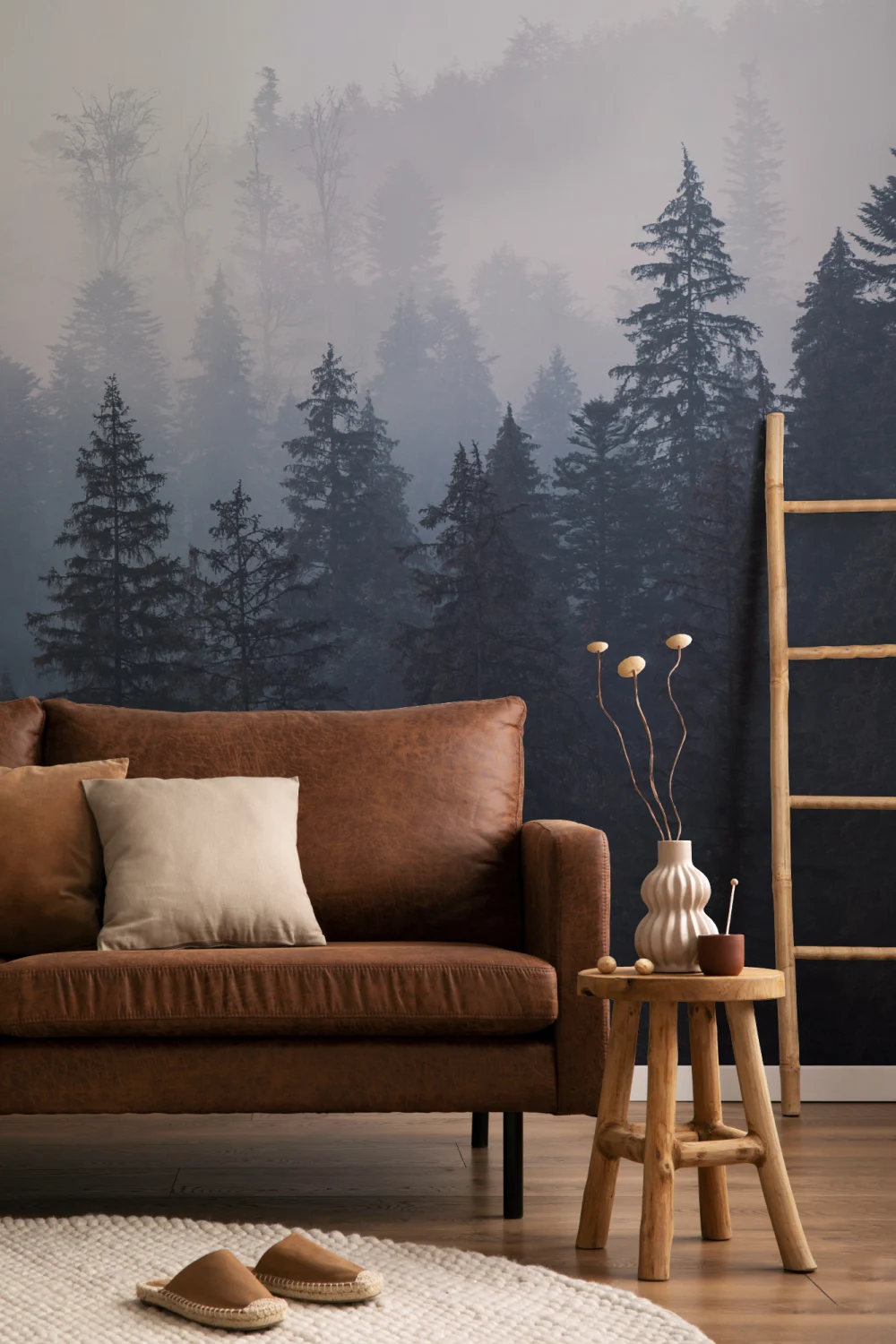 Misty Blue Ombre Forest Wallpaper Mural