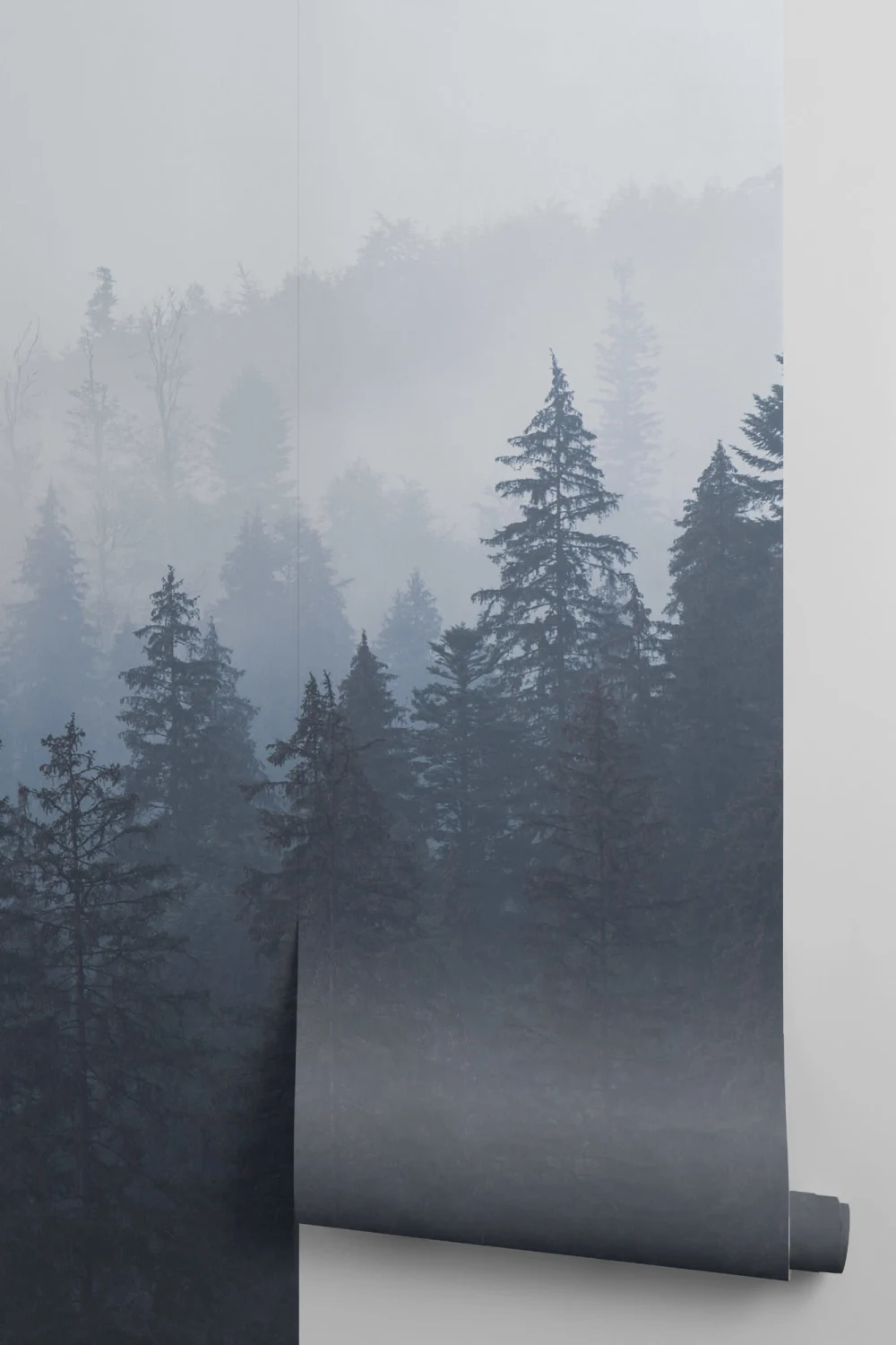 Misty Blue Ombre Forest Wallpaper Mural