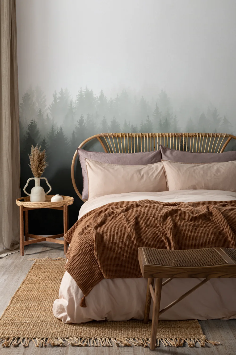 Deep Green Ombre Forest Wallpaper Mural