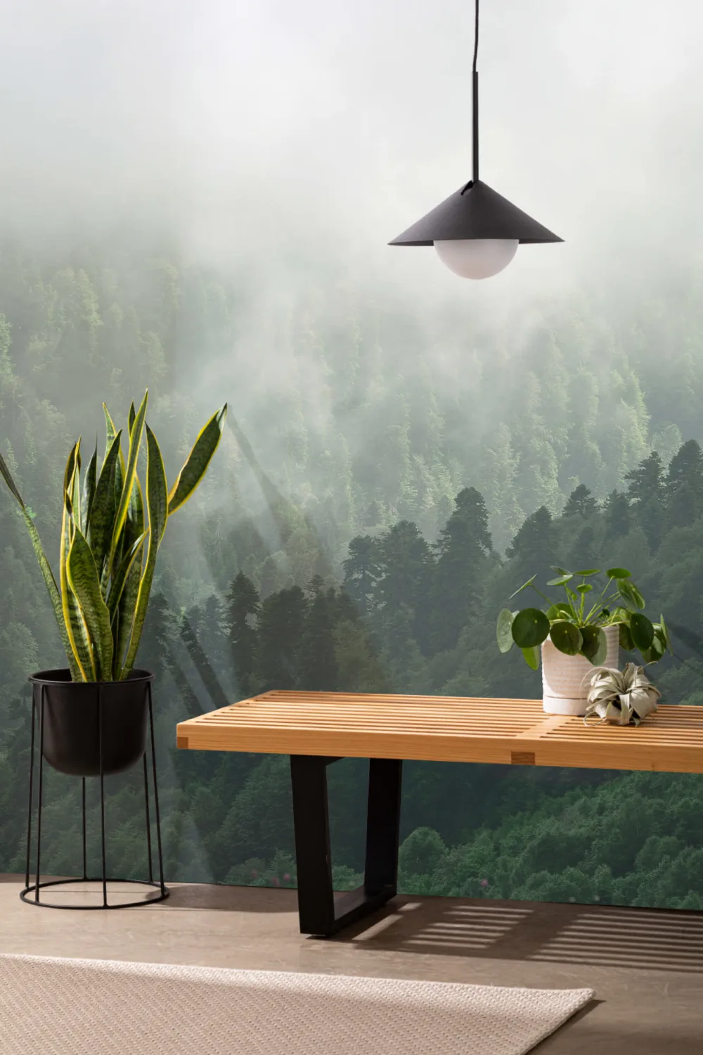 Misty Valley Forest Wallpaper Mural