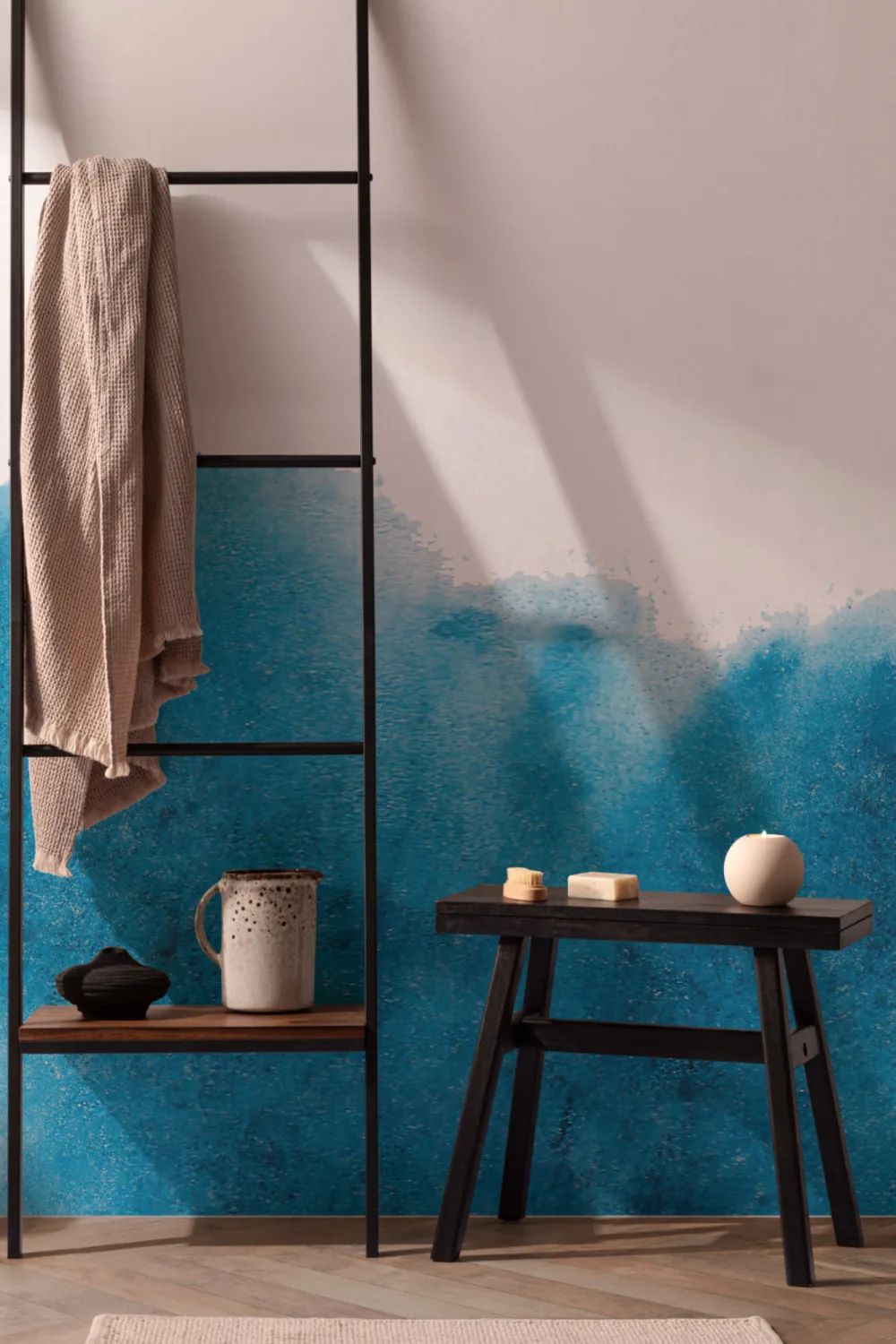 Papier Peint Panoramique Peinture Dégradée Bleu Grunge
