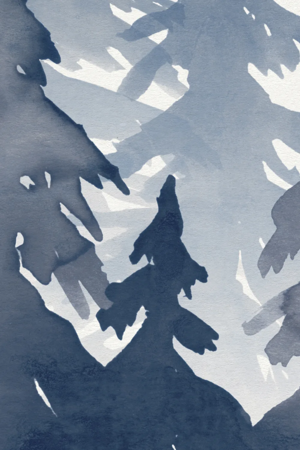 Blue Watercolor Forest Tree Silhouette Wallpaper Mural