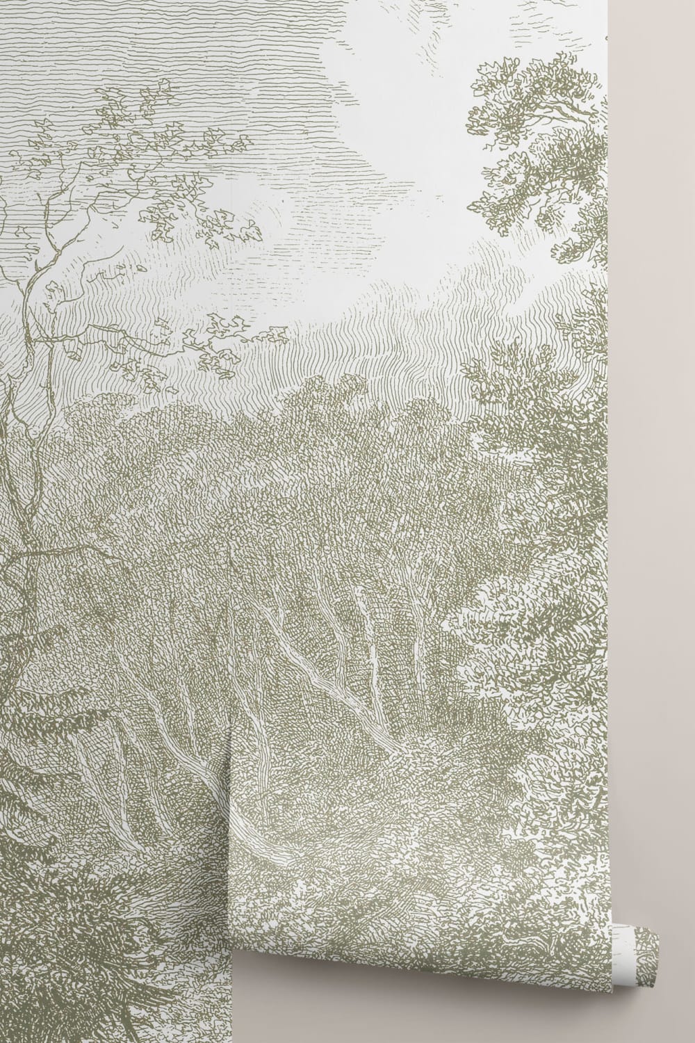 Carta da Parati con Acquaforte di Bosco Verde