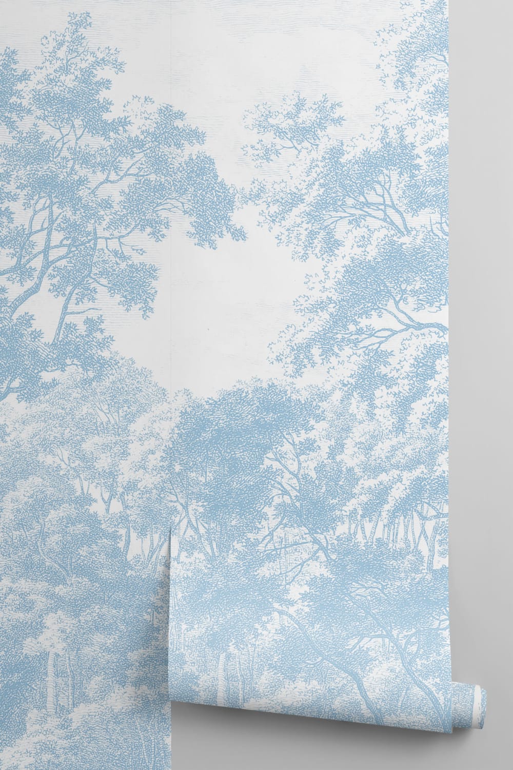 Blue Forest ilustrare gravură Wallpaper Mural