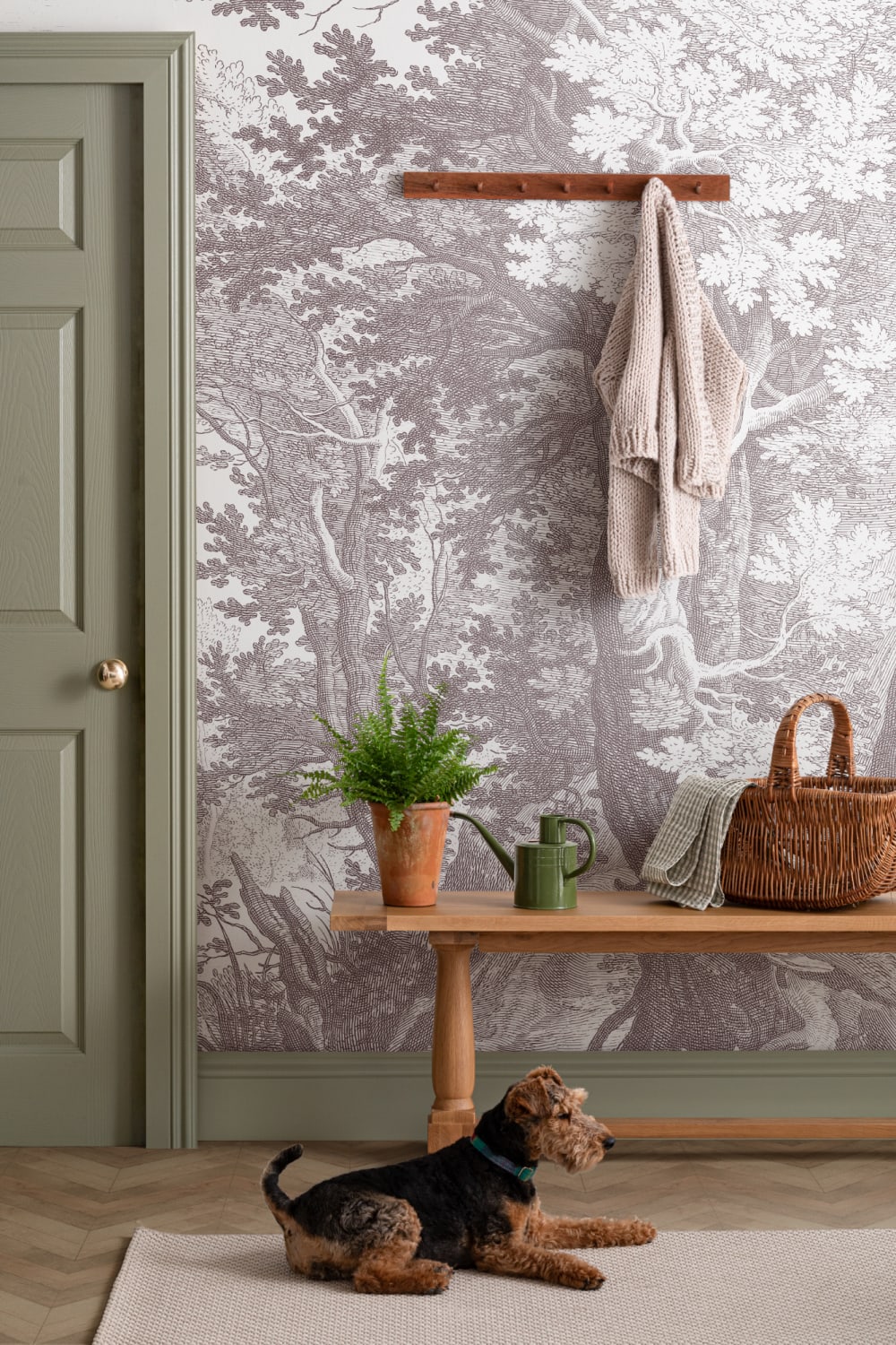 Minimal Grey Forest Illustration Etching Wallpaper Mural