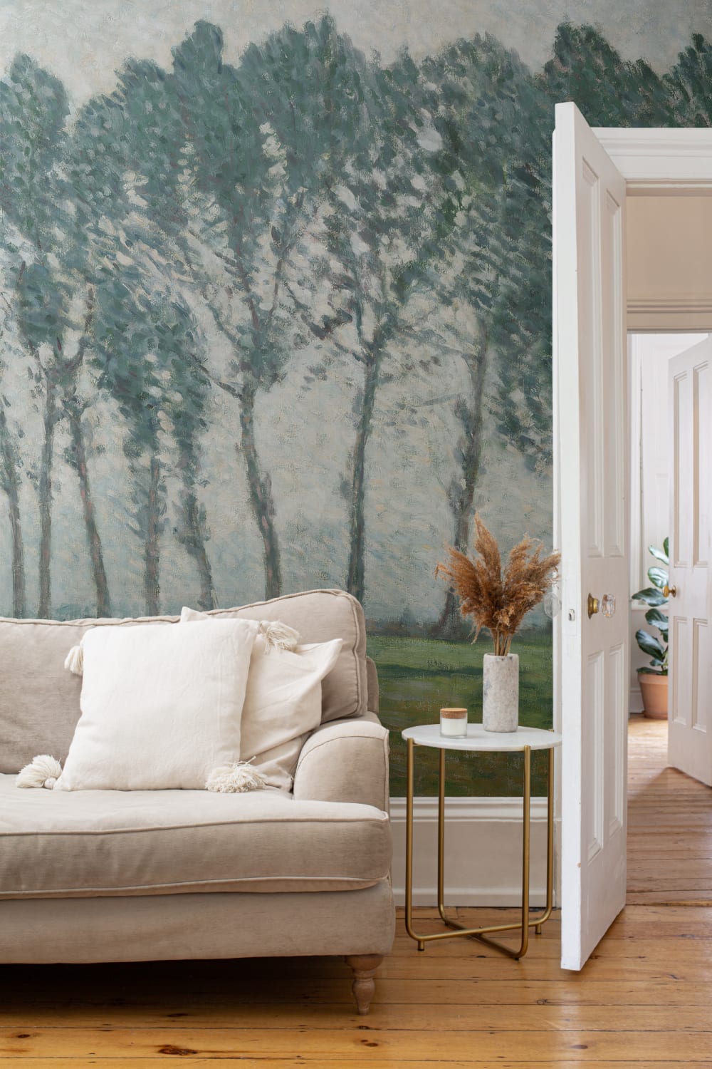 Green Abstract Forest Mural