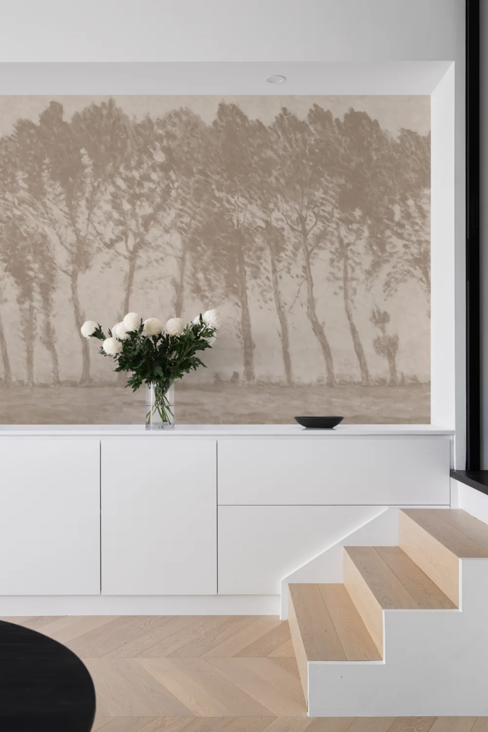 Vintage Rainy Forest Wall Mural in Earthy Neutrals