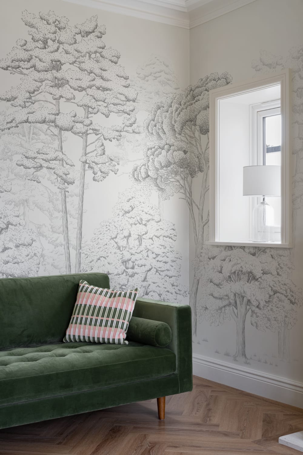 Gri ilustrat pădure Wallpaper Mural