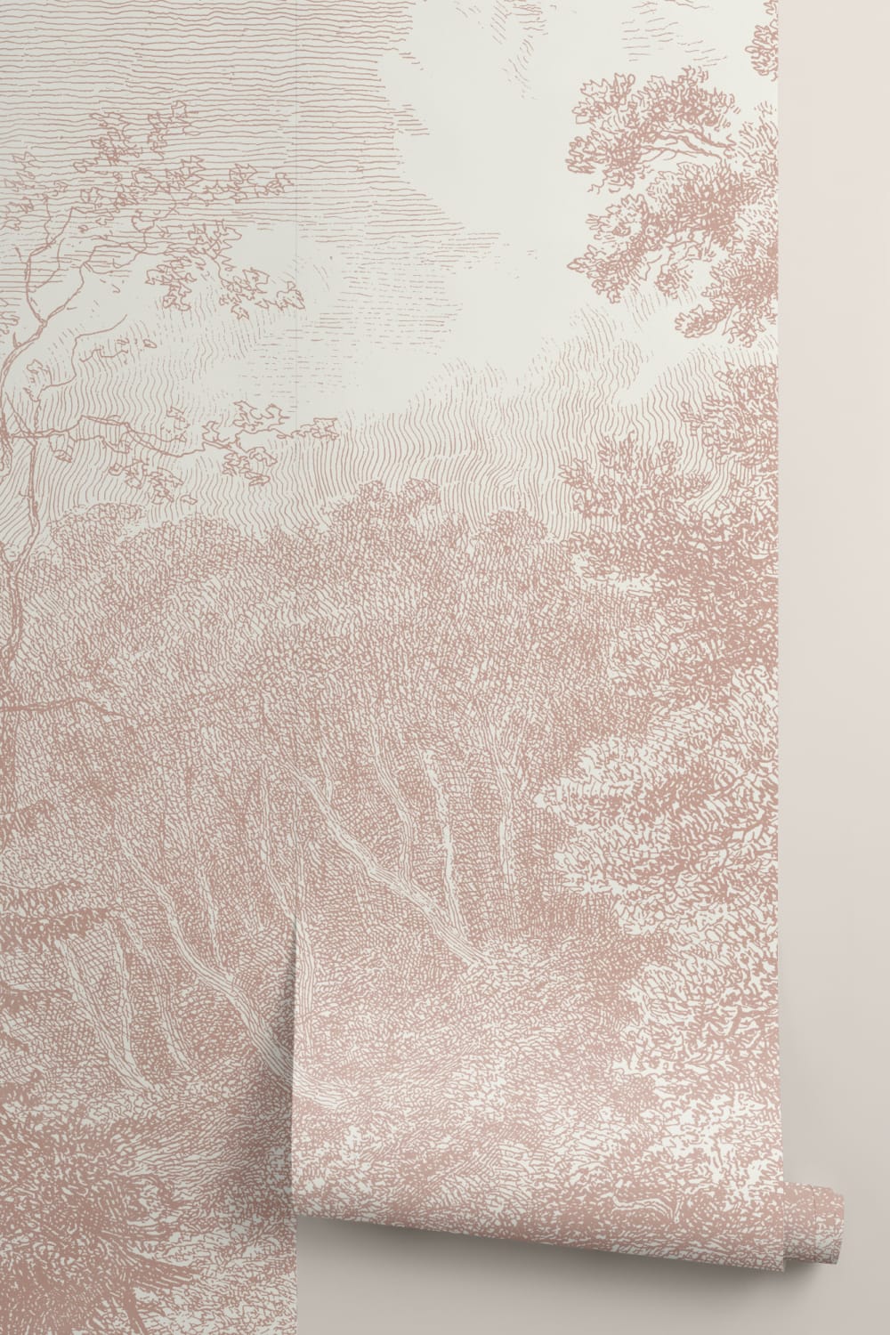Pink Vintage Forest Wallpaper Mural