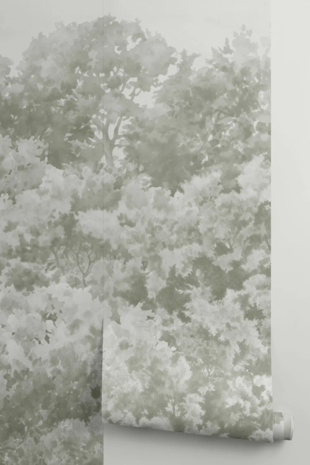 Sage Green Buttonwood Trees Forest Wall Mural
