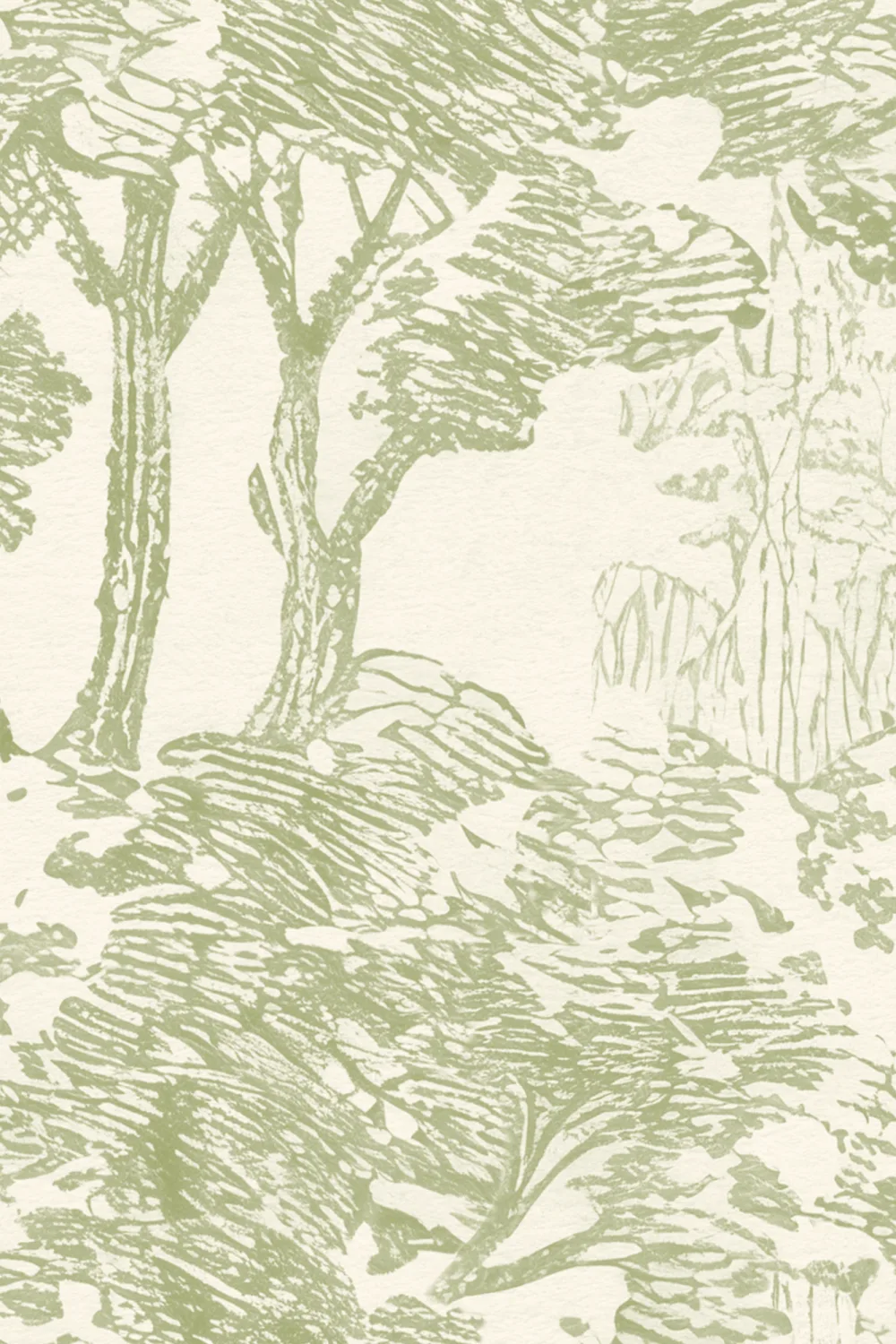 Carta da parati verde botanica della foresta, natura vintage
