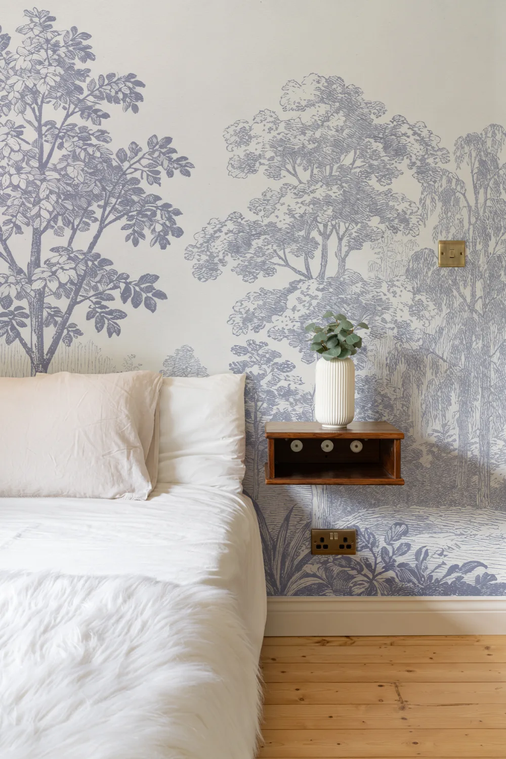 Blue Vintage Forest Nature Mural For Serene Spaces