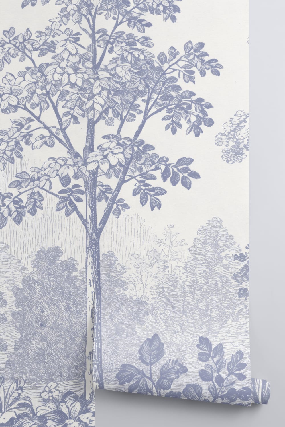 Blue Vintage Forest Nature Mural For Serene Spaces