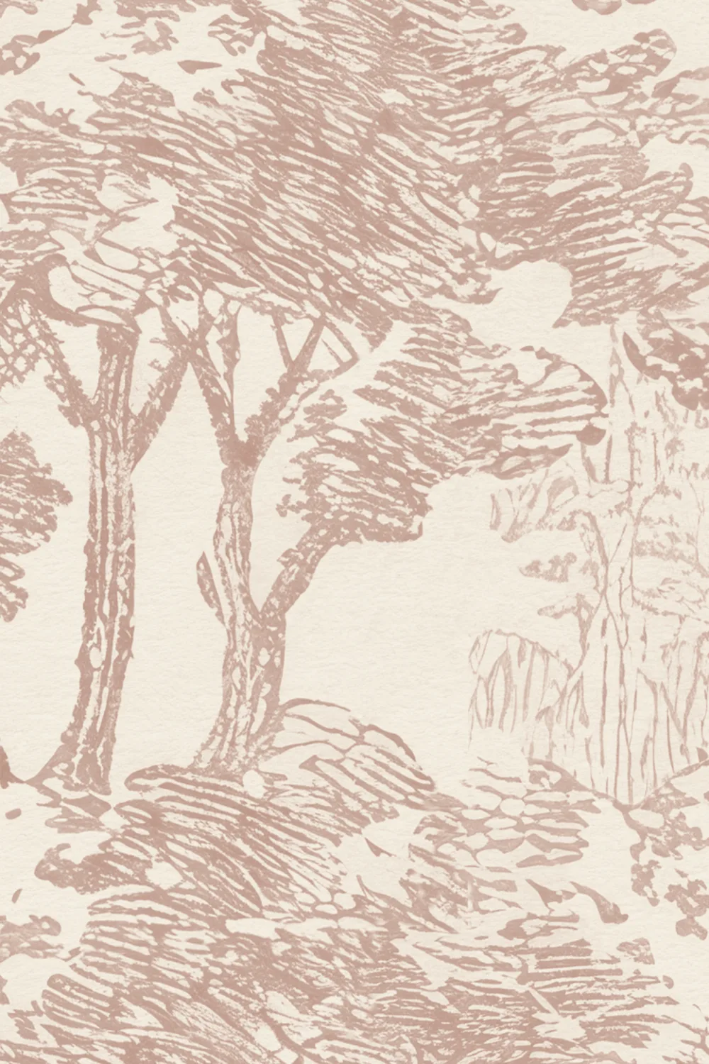 Warm Sepia Botanical Woodland Scene Wall Mural