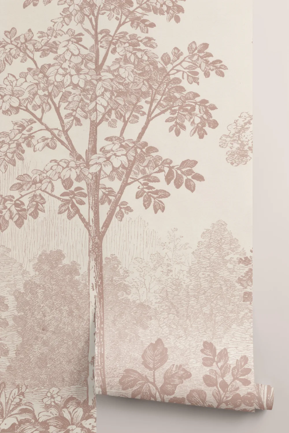 Warm Sepia Botanical Woodland Scene Wall Mural