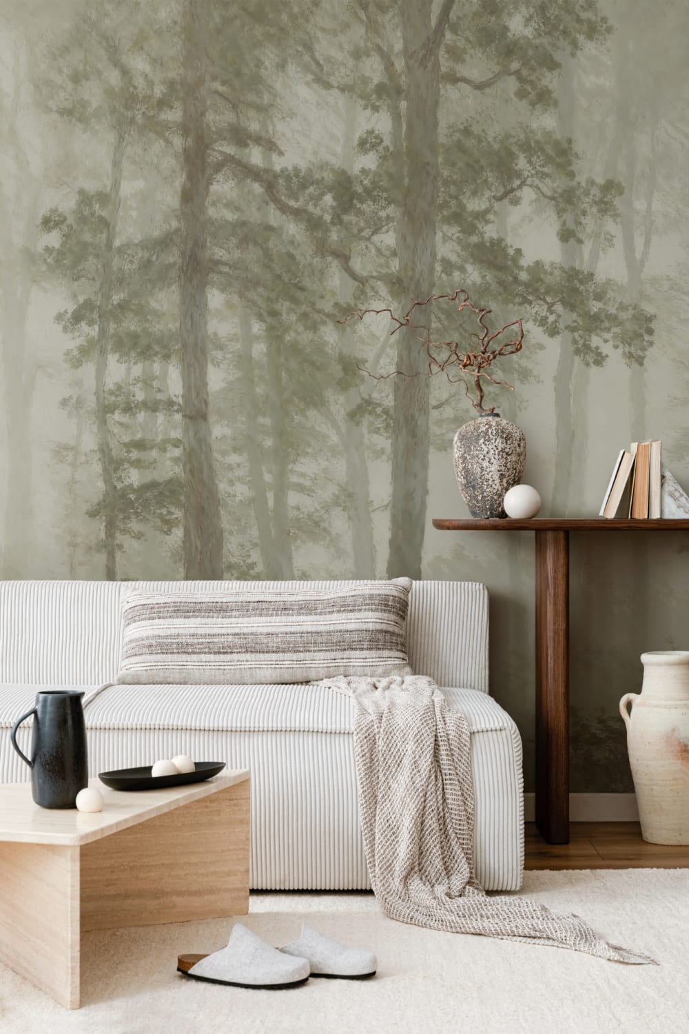 Green Forest Tranquil Nature Wall Mural For Serenity