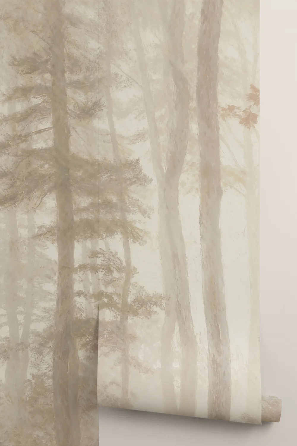 Neutral Forest Serenity Nature Mural With Soft Tones