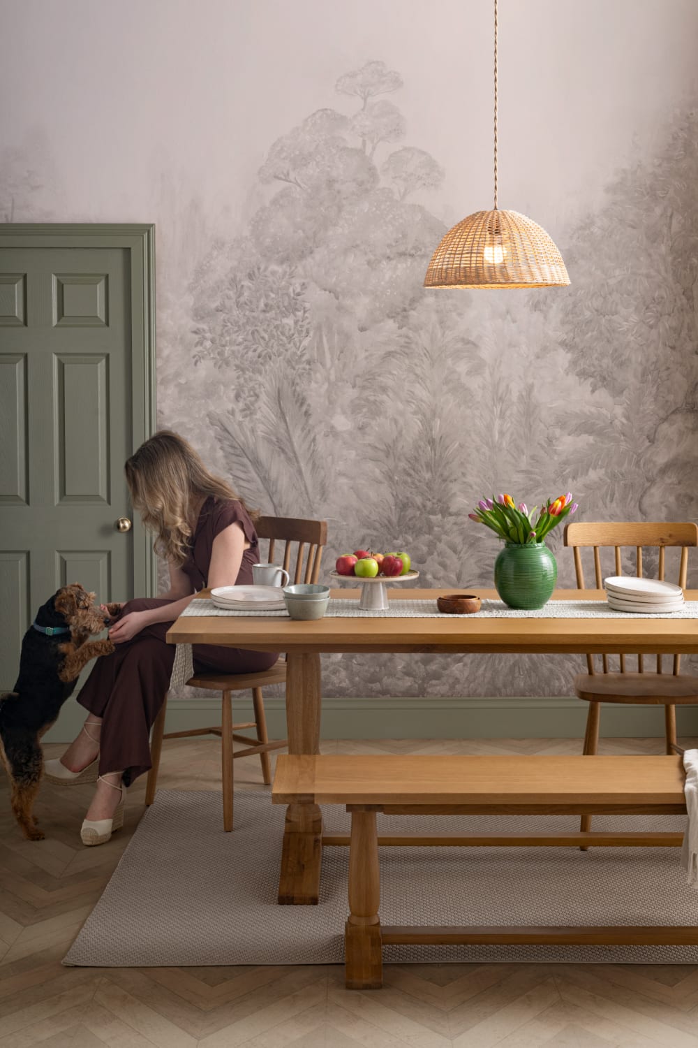 Beige Misty Grove Botanical Nature Wall Mural