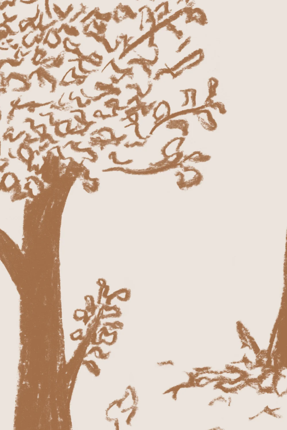 Brown Illustrated Traditional European Forest Mural