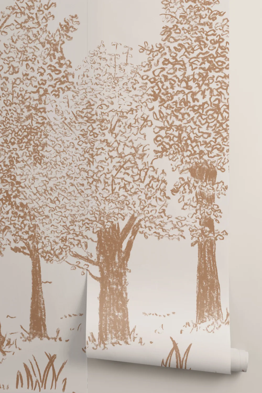 Brown Illustrated Traditional European Forest Mural