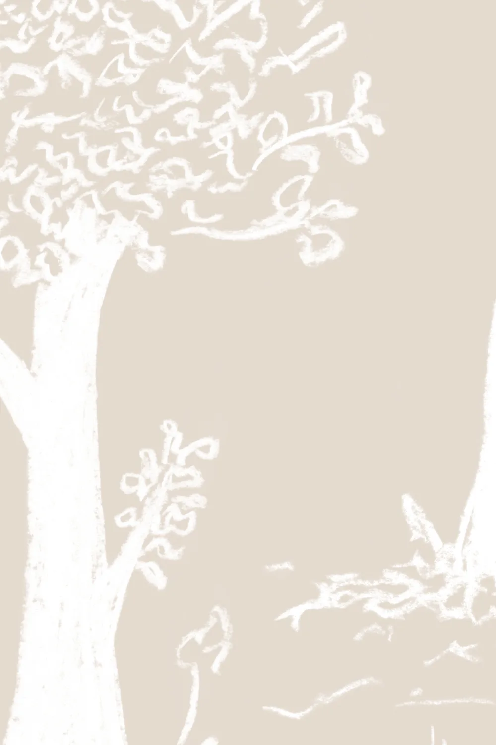 Beige Illustrated Traditional European Forest Mural