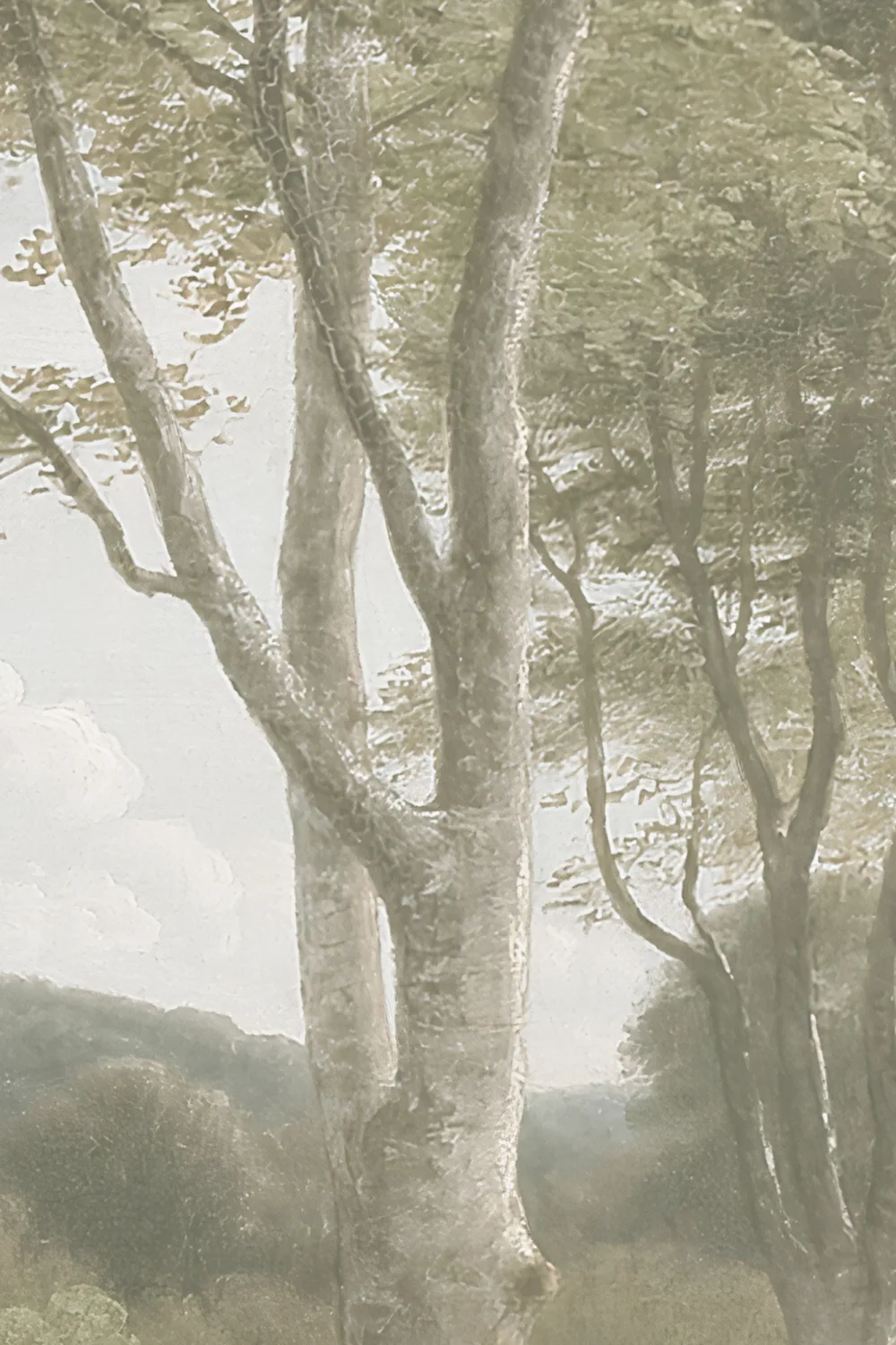 Light Green Forest Landscape Painting Mural
