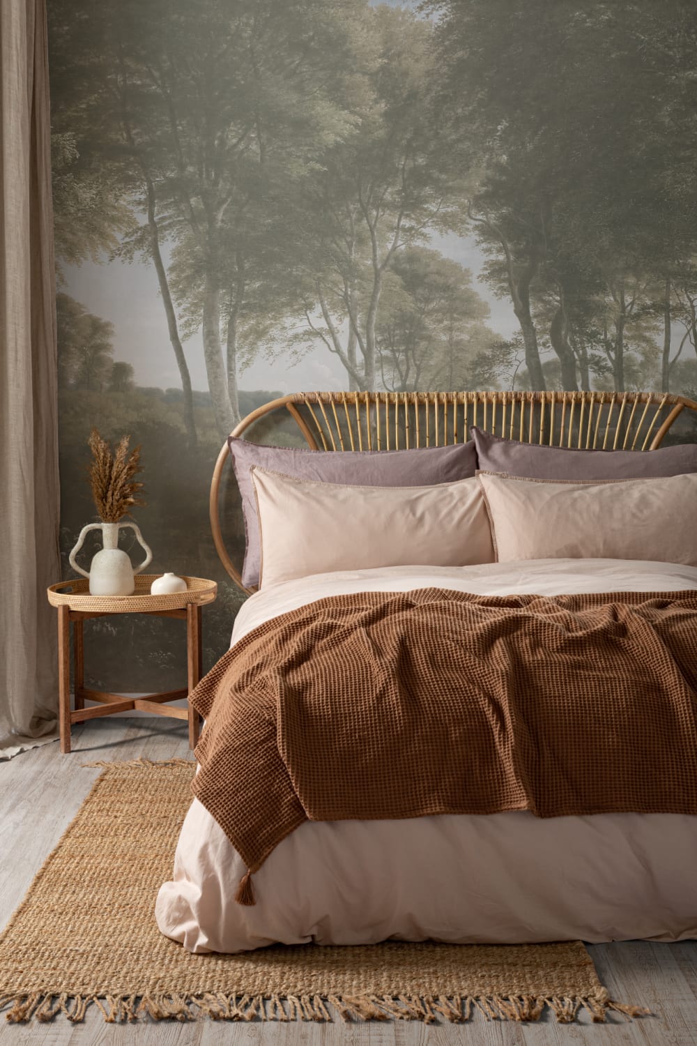 Light Green Forest Landscape Painting Mural