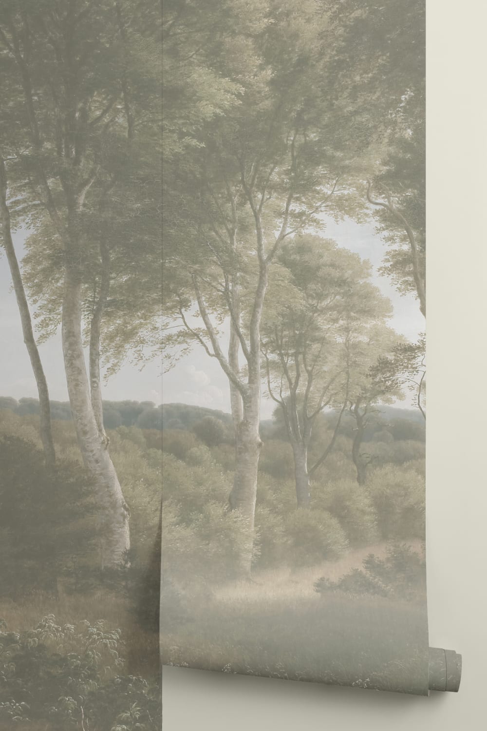 Light Green Forest Landscape Painting Mural