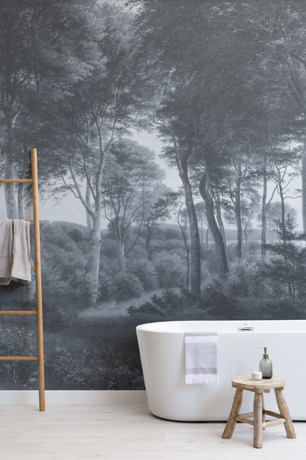 Blue Forest Landscape Painting Mural