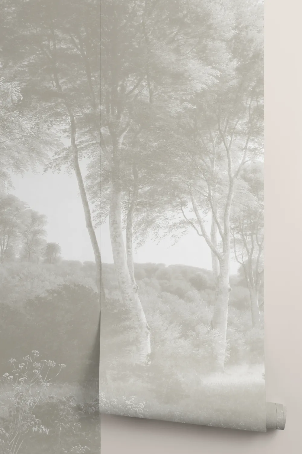 Neutral Forest Landscape Painting Mural