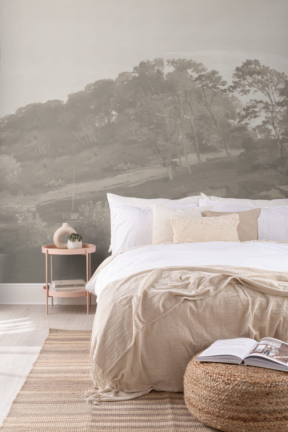 Neutral Danish Hills Landscape Painting Mural