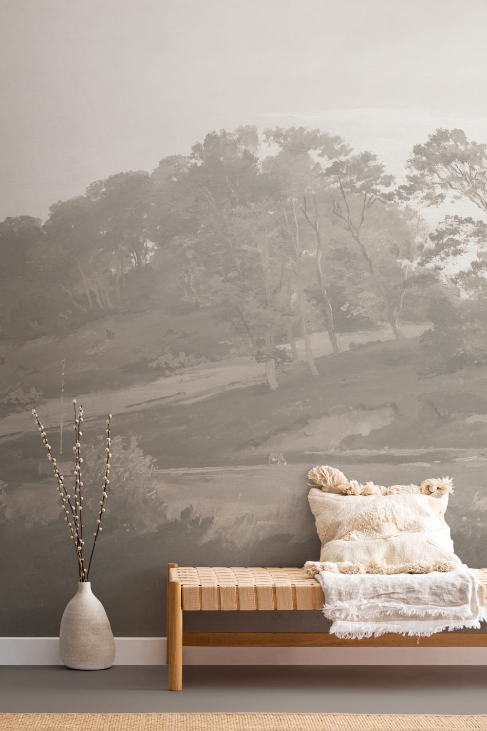 Neutral Danish Hills Landscape Painting Mural