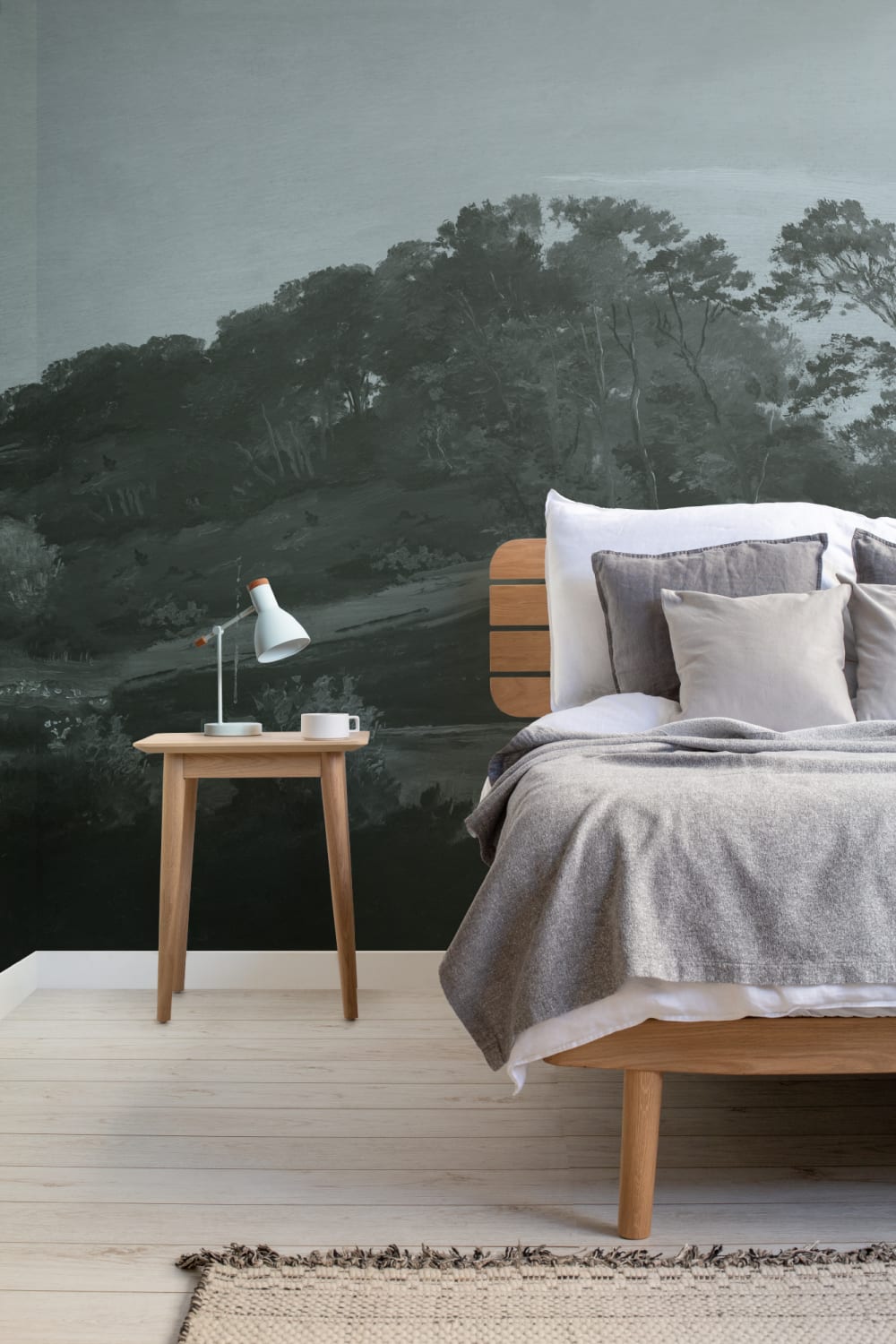 Teal Danish Hills Landscape Painting Mural
