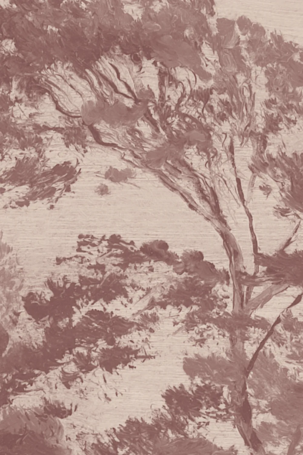 Pink Danish Hills Landscape Painting Mural