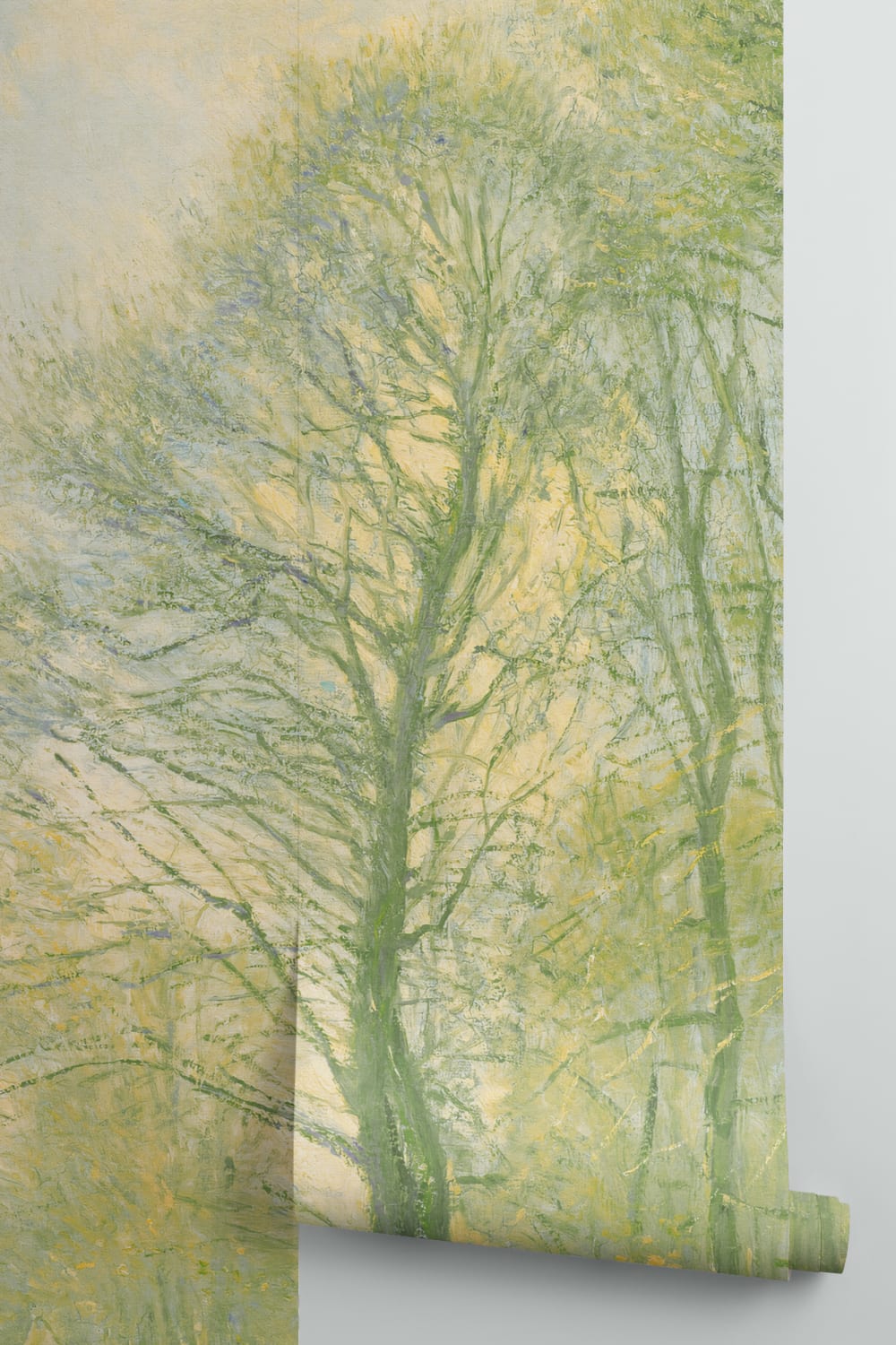 Green Loosely Painted Forest Mural