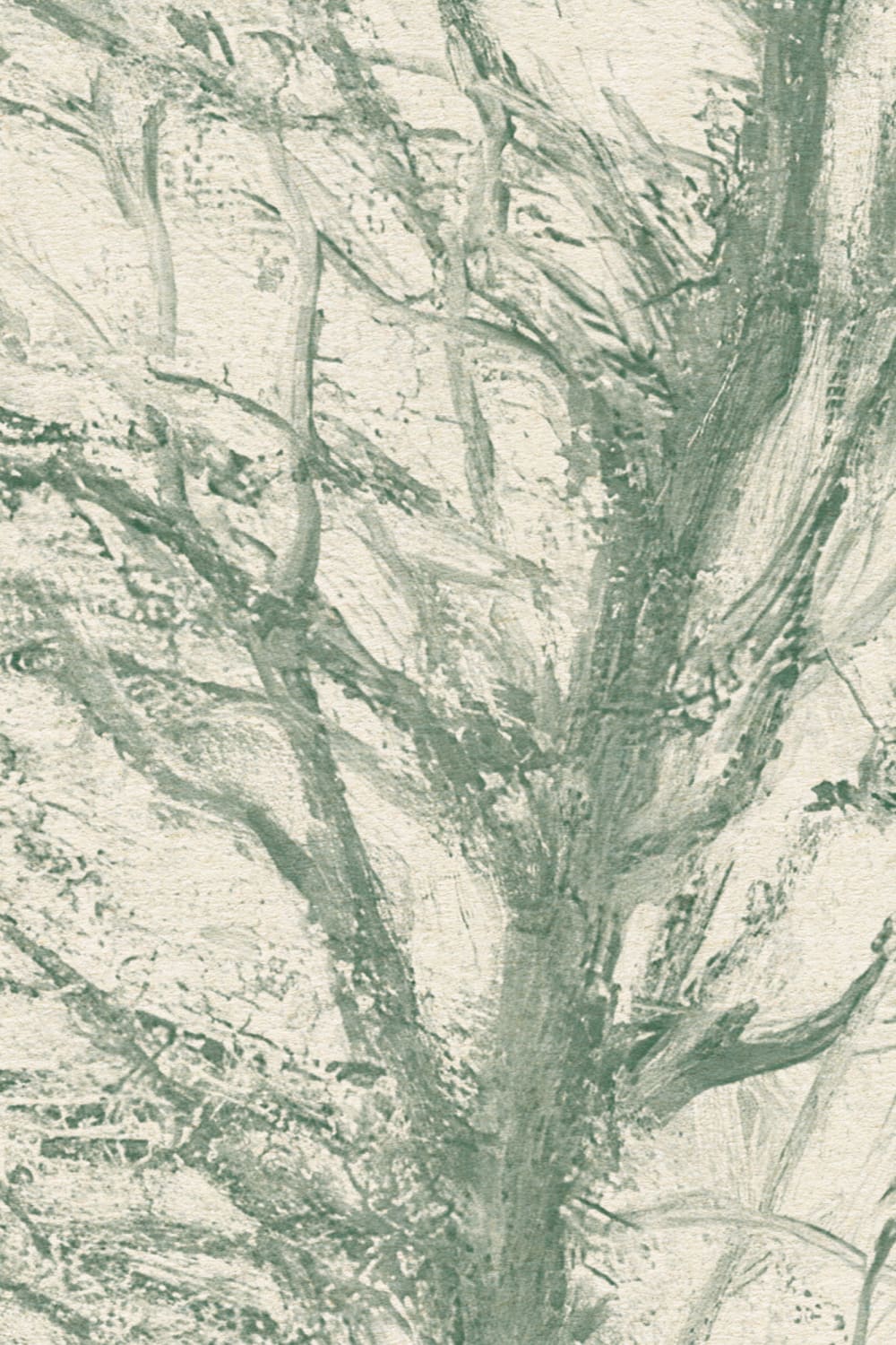 Teal Loosely Painted Forest Mural