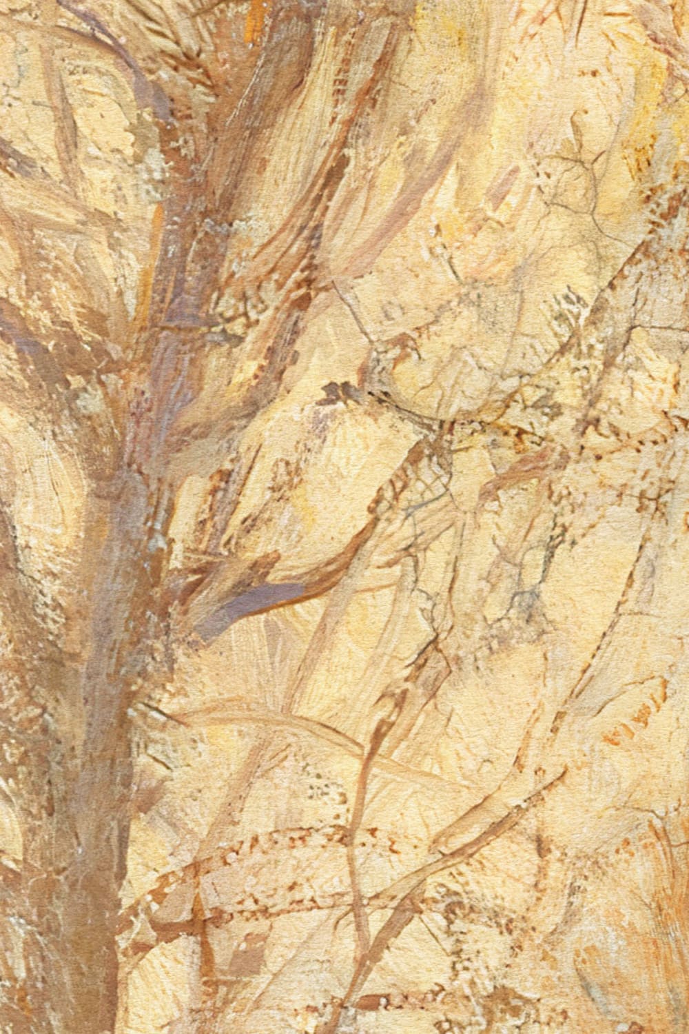 Orange Loosely Painted Forest Mural