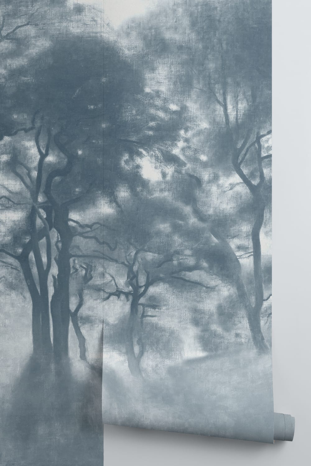 Murales de Papel Pintado Azul bosque brumoso Pintura al óleo