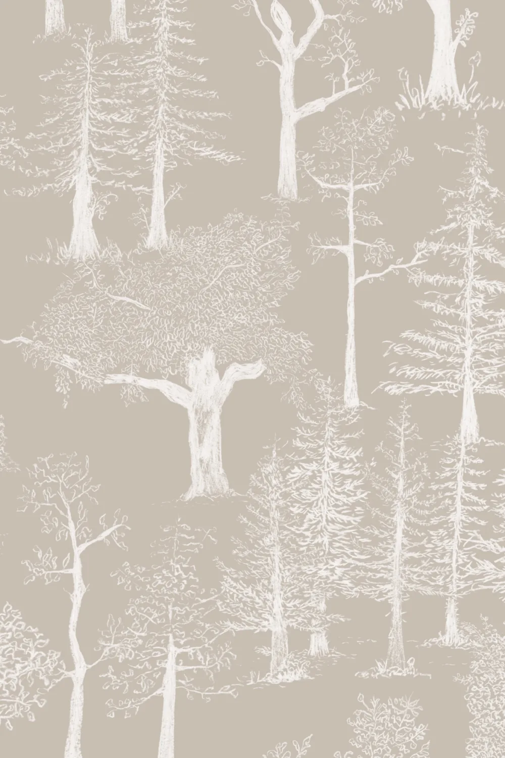 Beige illustreret traditionelt skovtapet