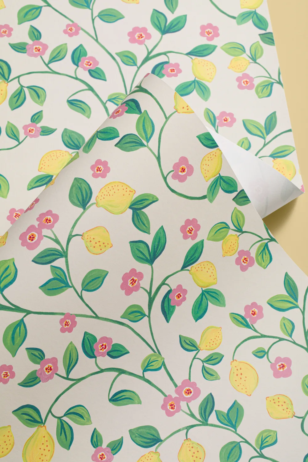 Papier peint blanc Petits citrons botaniques